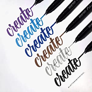 BRUSTRO Metallic Brush Pens - Soft Brush Tip Set of 10 Colors. with Colour Brush Pens Set of 12 (Pigment Based, Hard tip Brush Pen) Flexible tip for Calligraphy, Lettering and Drawing Techniques.