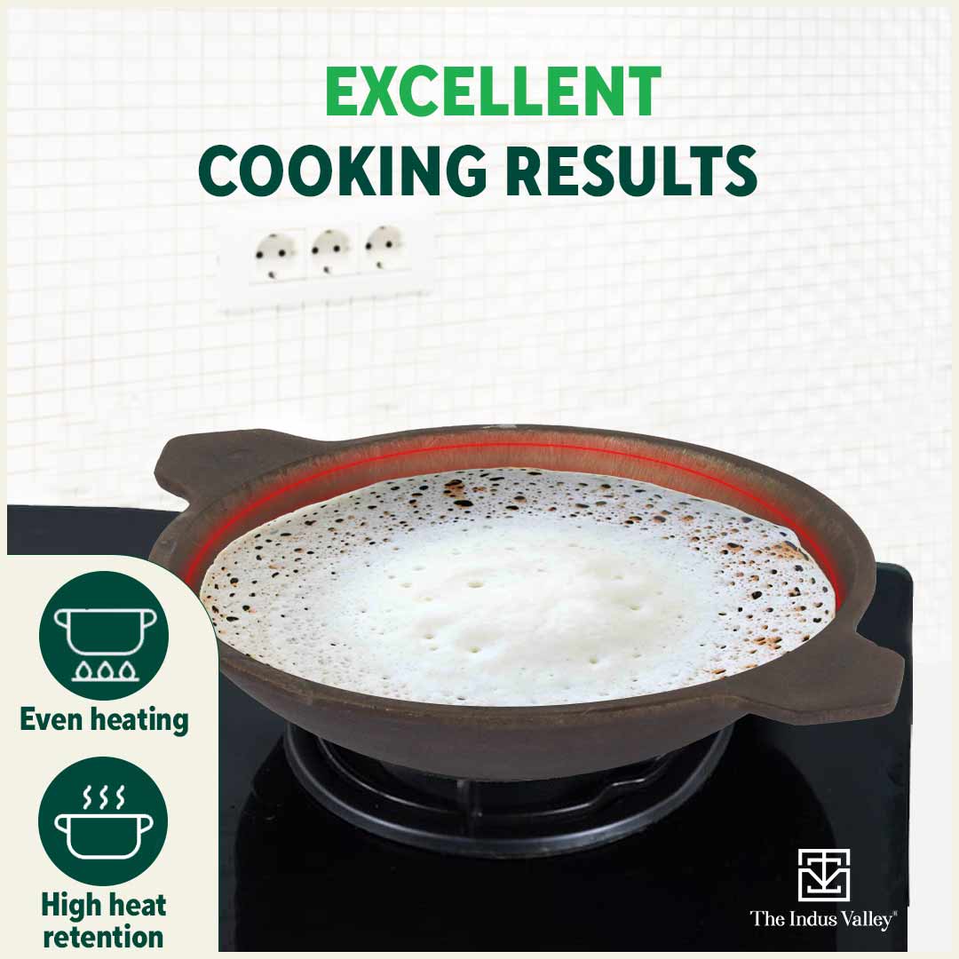 Super Smooth Cast Iron Appam Pan/Appachetty, Pre-seasoned, Nonstick, 100% Pure, Toxin-free, 22cm, 1.9kg