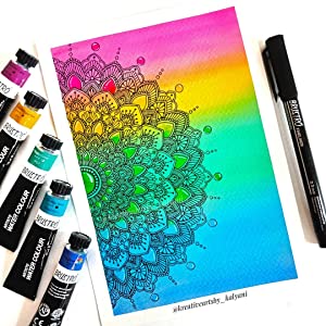 BRUSTRO Artists ’ Watercolour Set of 24 Colours X 12ML Tubes with Artist 25% Cotton Watercolour Journal Cold Pressed 200 GSM A5-25 Sheets and Aqua Squeeze Leak Proof Brush Pen