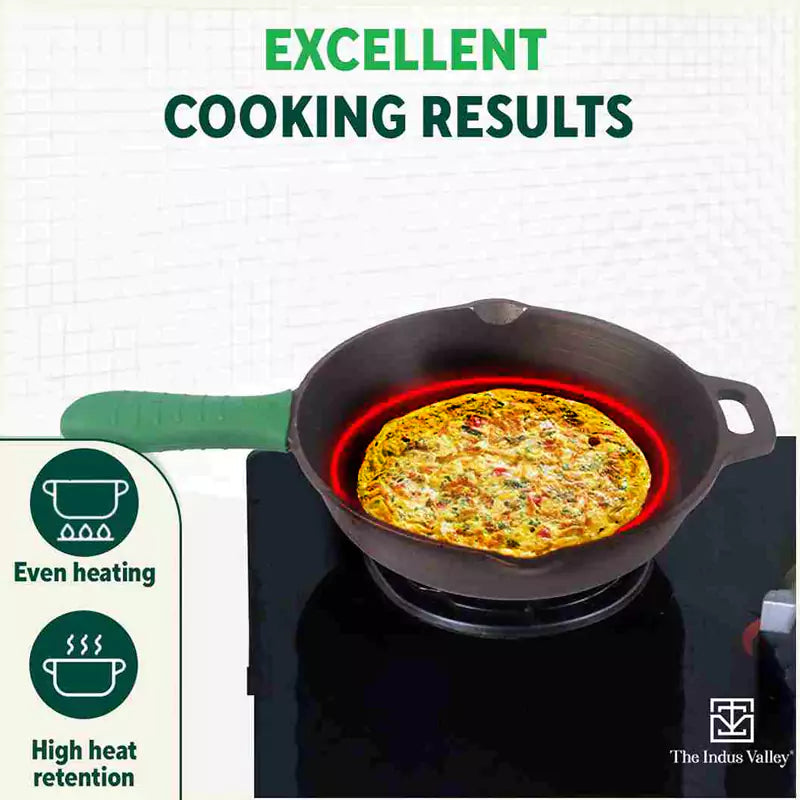 Super Smooth Cast Iron Fry Pan, Glass Lid, 100% Pure, Toxin-free, Pre-seasoned, Induction, Non-stick, 20.3/25.4cm, 1.3/1.7L, 2.3/2.4kg