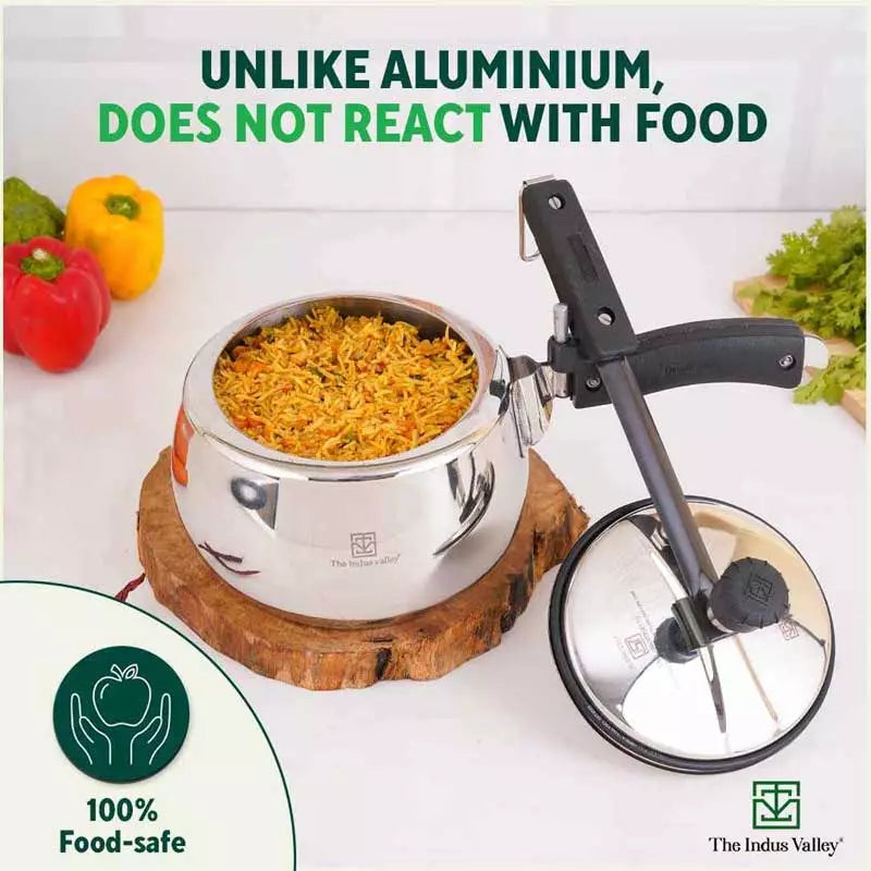 3L+5L QuicKooker Stainless Steel Pressure Cooker Combo+ Free ₹600 Wood Chopping Board, Premium Quality, Tri-ply (3 Layer) Heavy Bottom, 3Yr Warranty, ISI Certified, Induction & Gas