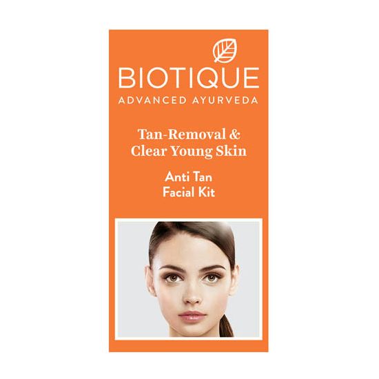 Biotique Anti Tan Facial Kit For Tan-Removal & Clear Young Skin - (5*10 gms + 15 gms)