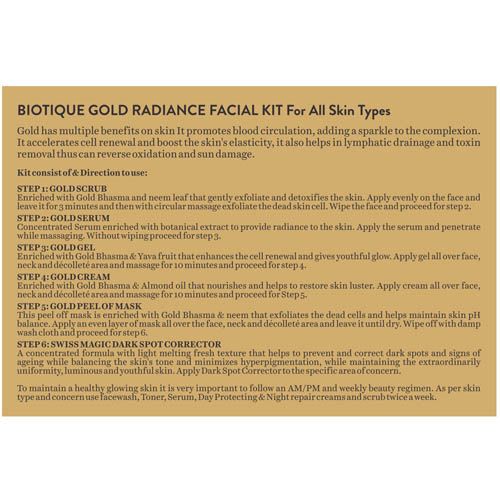 Biotique Bio Gold Radiance Facial Kit For radiant Young Skin - 65 gms