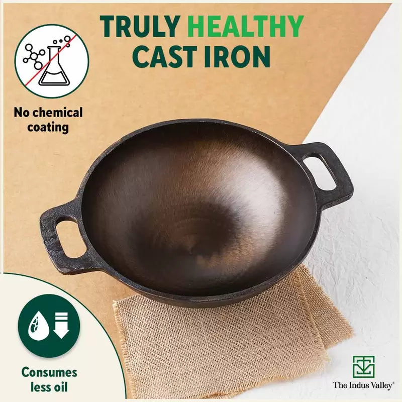 Super Smooth Cast Iron Set: Kadai+ Tawa+ Frypan, Kitchen set for Home, Nonstick, 100% Pure, Toxin-free, Free ₹400 Tadka Pan