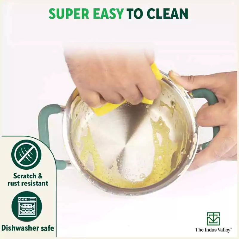 TurboCuk Tri-ply Stainless Steel Casserole/Biryani Cooking Pot+ Steel Lid, Premium 3 Layer Body, Cool Silicone Handles, Induction, Non-stick, 2.9L