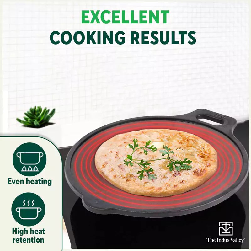 Super Smooth Cast Iron Tawa,Pre-seasoned, Nonstick, 100% Pure, Toxin-free, Induction, 28/30.5cm, 2.7/3.1kg