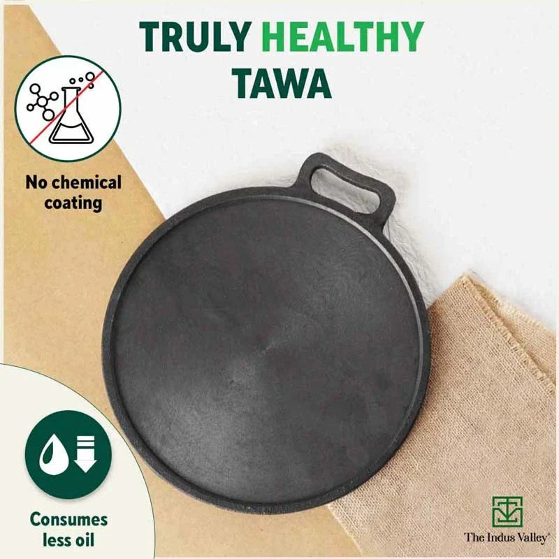 Super Smooth Cast Iron Tawa,Pre-seasoned, Nonstick, 100% Pure, Toxin-free, Free ₹110 Spatula, 27.9cm/30.5cm, 2.15kg/2.3kg