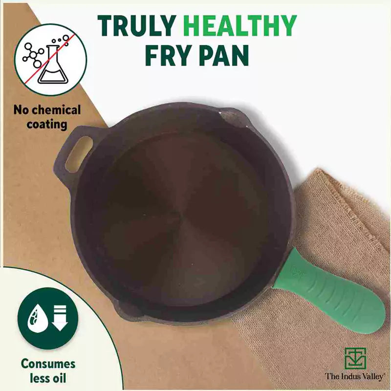 Super Smooth Cast Iron Fry Pan, Silicon Handle, 100% Pure, Toxin-free,Pre-seasoned, Induction, Non-stick, 20.3/25.4cm, 1.3/1.7L, 2.3/2.4kg