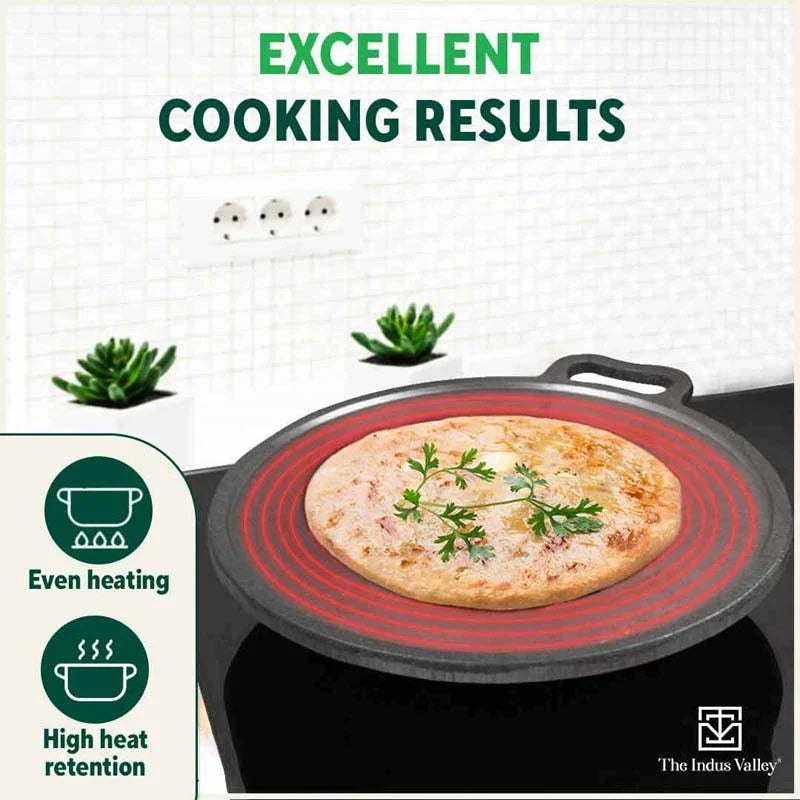 Super Smooth Cast Iron Tawa,Pre-seasoned, Nonstick, 100% Pure, Toxin-free, Free ₹110 Spatula, 27.9cm/30.5cm, 2.15kg/2.3kg