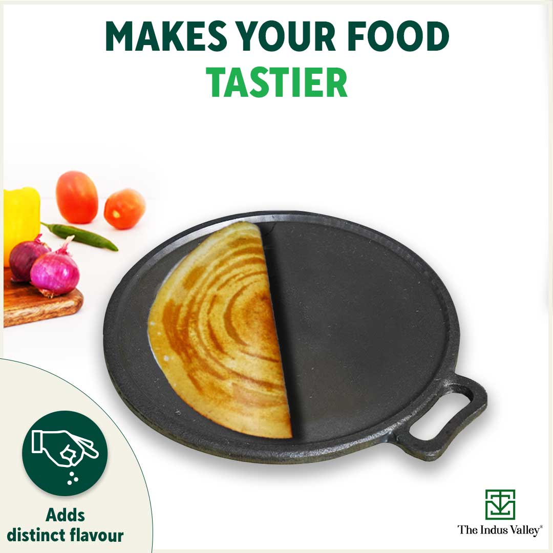 Super Smooth Cast Iron Tawa + Free ₹110 Spatula, Pre-seasoned, Nonstick, 100% Pure, Toxin-free, 30.5cm, 2.3kg