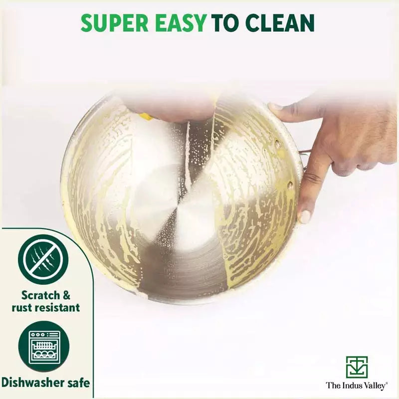 TurboCuk Tri-ply Stainless Steel Wok/Fry Pan+ Steel Lid, Premium Quality, 3 Layer Thick Body, 100% Toxin-free, Non-stick, Induction & Gas, 1.8/2.3L, 1.3/1.4kg