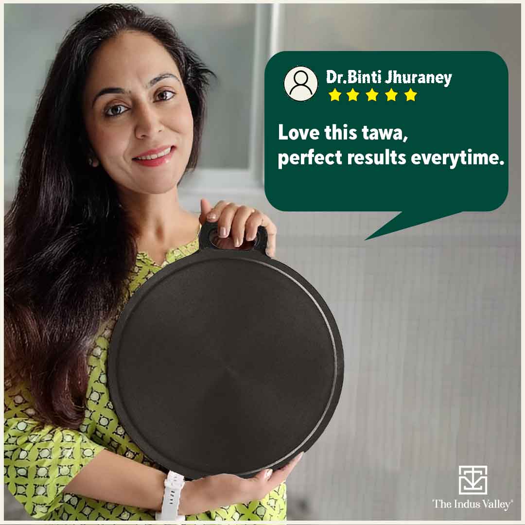 Super Smooth Cast Iron Tawa + Free ₹110 Spatula, Pre-seasoned, Nonstick, 100% Pure, Toxin-free, 30.5cm, 2.3kg