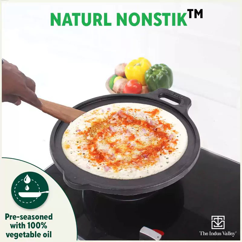 Super Smooth Cast Iron Tawa,Pre-seasoned, Nonstick, 100% Pure, Toxin-free, Induction, 28/30.5cm, 2.7/3.1kg