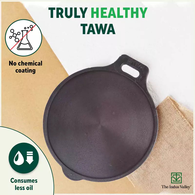 Super Smooth Cast Iron Tawa,Pre-seasoned, Nonstick, 100% Pure, Toxin-free, Induction, 28/30.5cm, 2.7/3.1kg