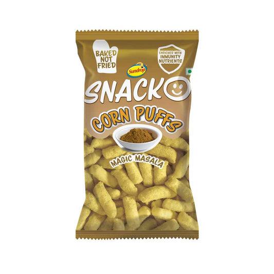 8x Sundrop Snacko Corn Puffs - Magic Masala - Pack Of 8 - 130G Each