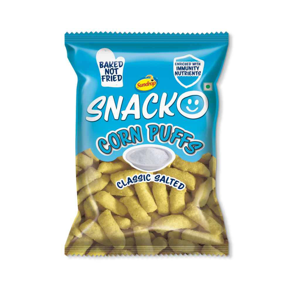 8x Sundrop Snacko Corn Puffs - Classic Salted - Pack of 8 - 130G each