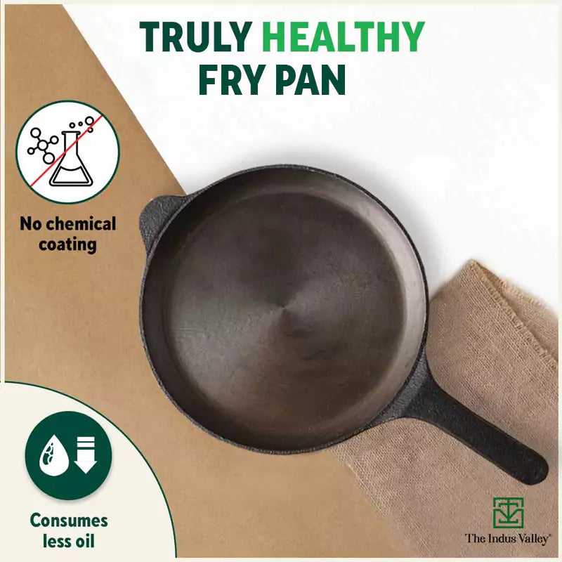 Super Smooth Cast Iron Shallow Fry Pan,Pre-seasoned, Nonstick, 100% Pure, Toxin-free, Induction, 25.4cm, 1.8kg