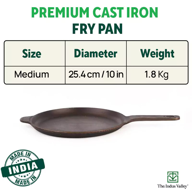 Super Smooth Cast Iron Shallow Fry Pan,Pre-seasoned, Nonstick, 100% Pure, Toxin-free, Induction, 25.4cm, 1.8kg