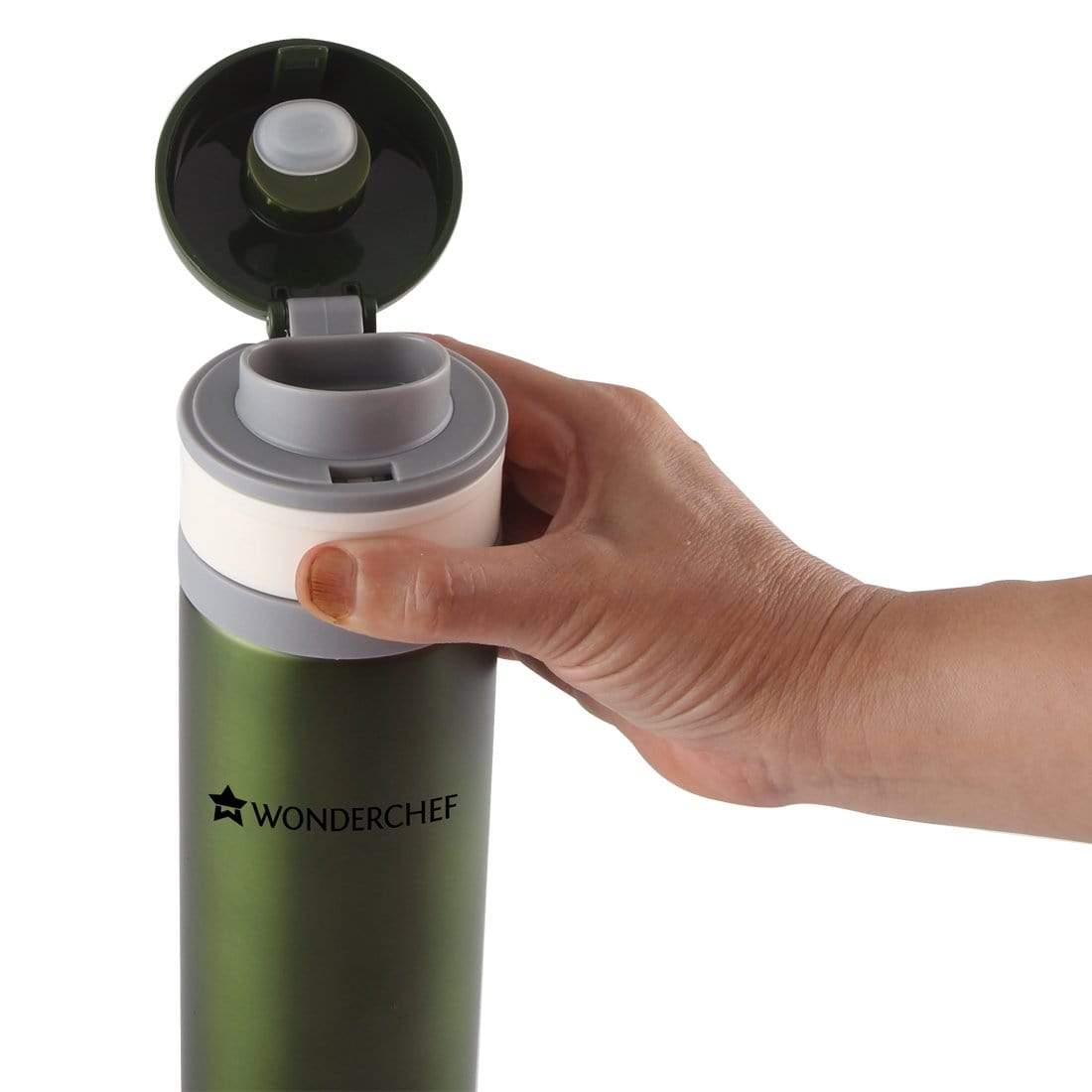 Uni-Bot, 500ml, Olive Green, Double Wall Stainless Steel Vacuum Insulated Hot and Cold Flask, Ultra Light, Spill and Leak Proof, 2 Years Warranty