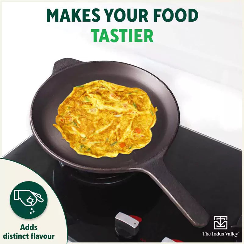 Super Smooth Cast Iron Shallow Fry Pan,Pre-seasoned, Nonstick, 100% Pure, Toxin-free, Induction, 25.4cm, 1.8kg