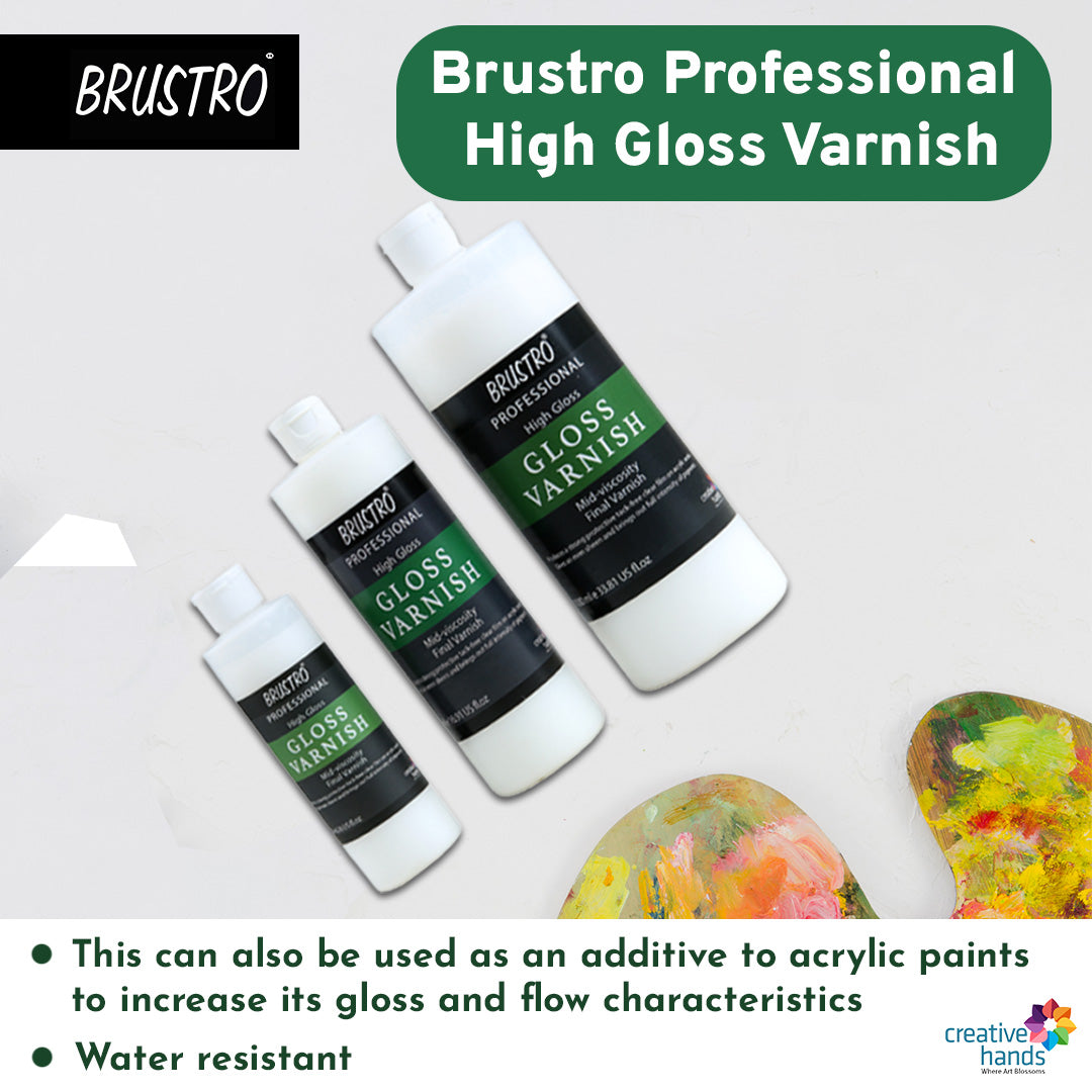 Brustro Artist's Varnish| High Gloss Finish |1000ml|Apply with Brush |Perfect Coating on Acrylic Painting,Non-yellowing,Transparent,Canvas,Paper, Artwork Protection.