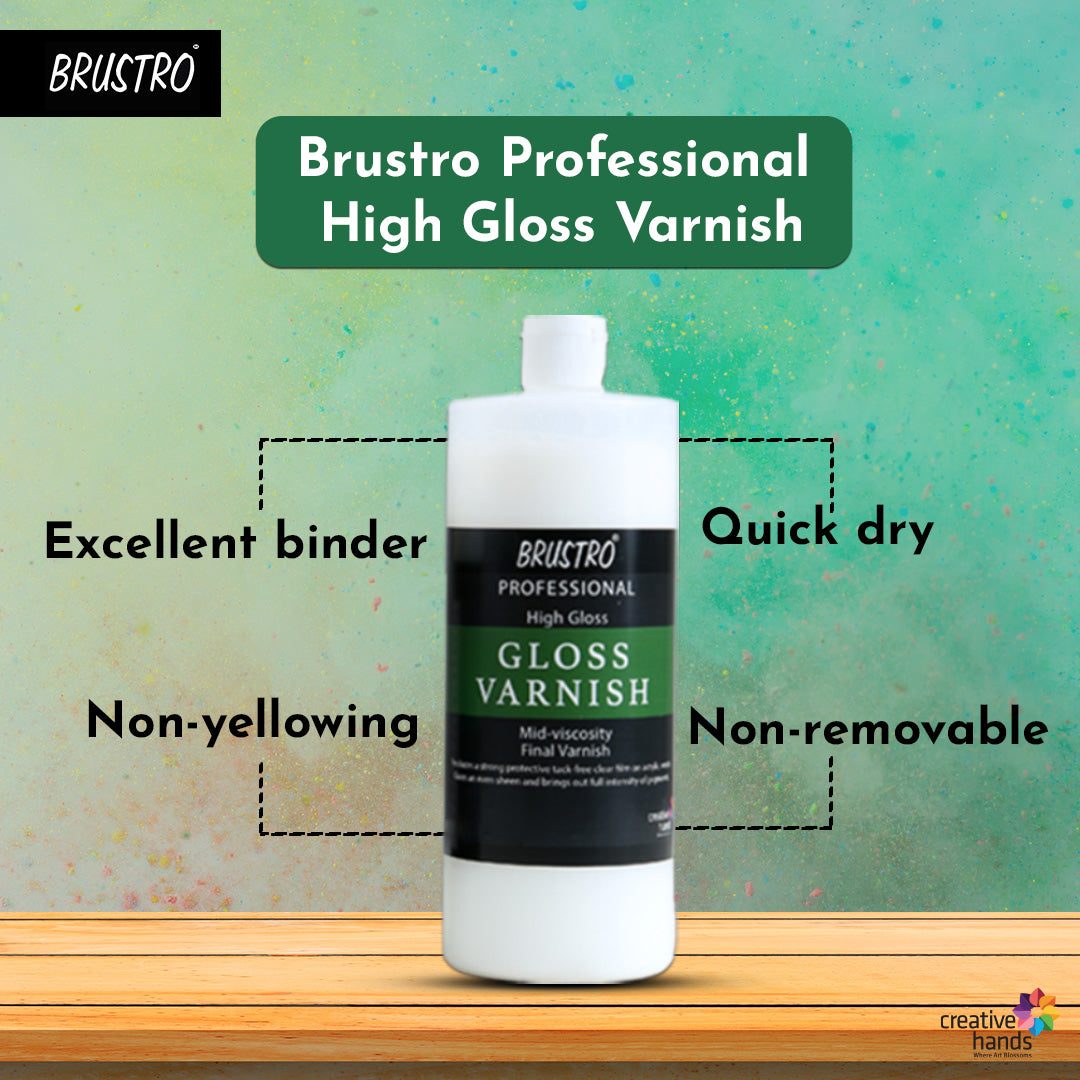 Brustro Artist's Varnish | High Gloss Finish |200ml| Apply with Brush |Perfect Coating on Acrylic Painting,Non-yellowing,Transparent,Canvas,Paper, Artwork Protection.
