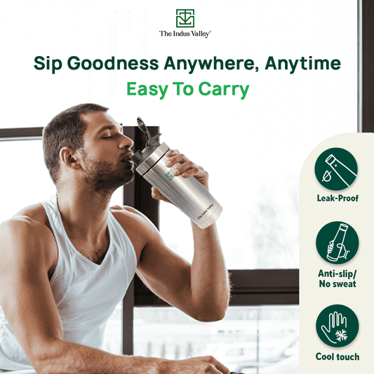 Vacuum Insulated Stainless Steel Gym Shaker Bottle with Steel Agitator for Pre/Post Workout, 750ml