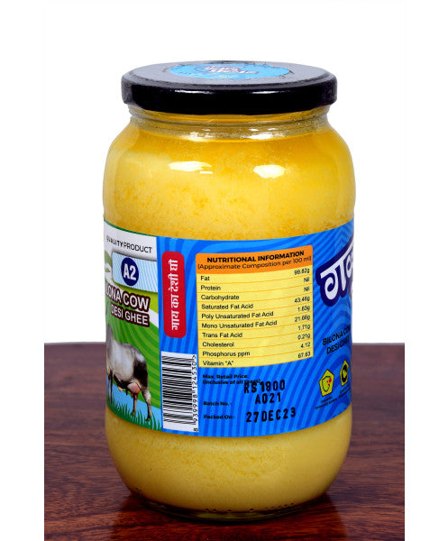 A2 Cow Bilona Desi Ghee Glass Jar - 1L