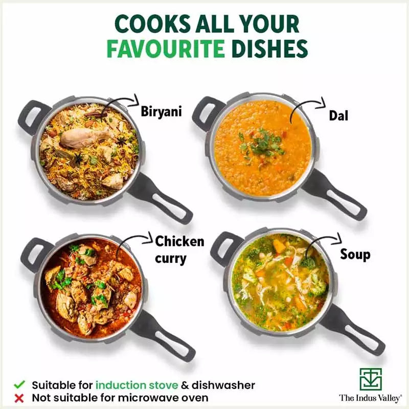 3L+5L RapidCuk Tri-ply Stainless Steel Pressure Cooker Combo, Premium Quality, 3 Layer Thick Body, Heavy Bottom, 5Yr Warranty, ISI Certified, Induction & Gas, Free ₹600 Wood Chopping Board