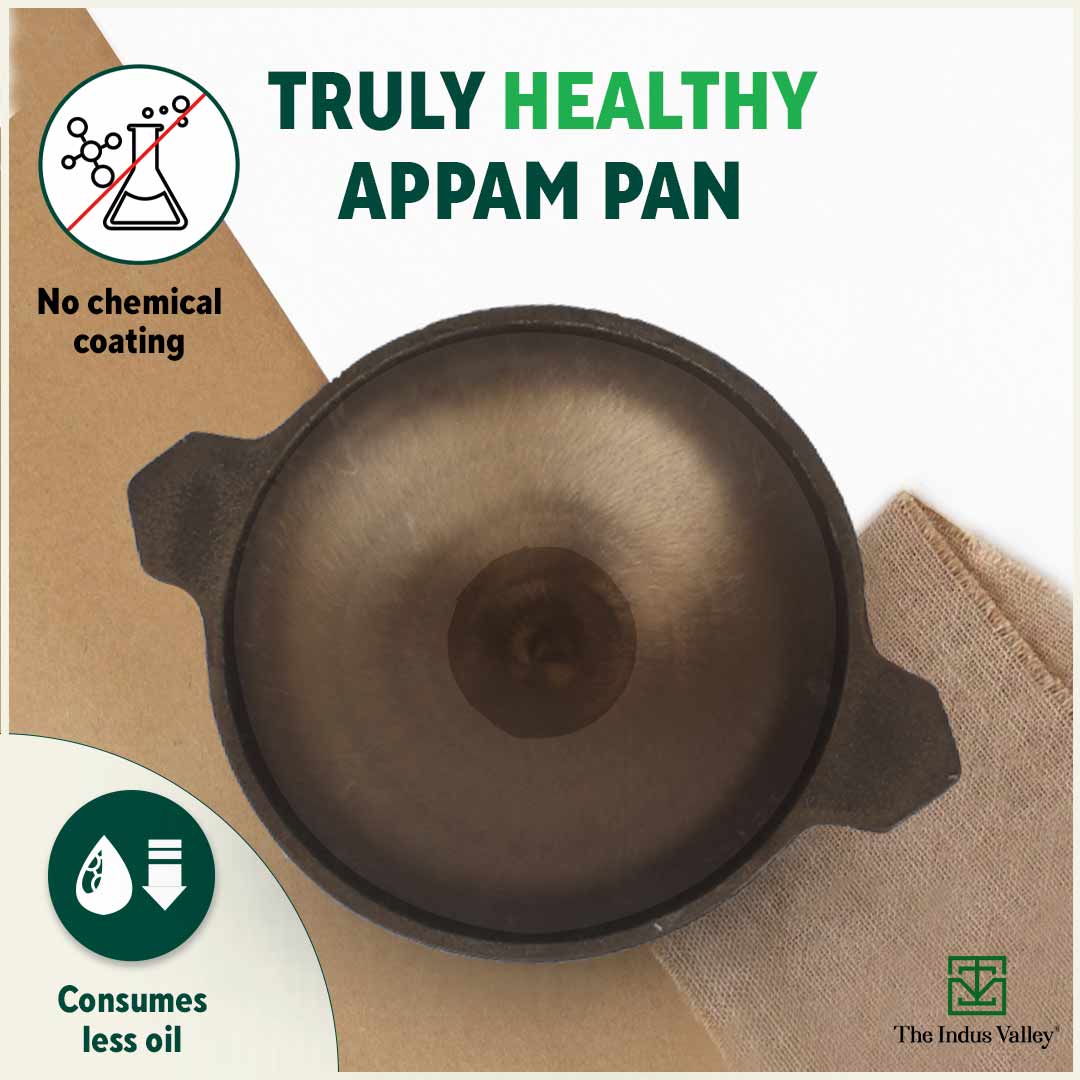 Super Smooth Cast Iron Appam Pan/Appachetty, Pre-seasoned, Nonstick, 100% Pure, Toxin-free, 22cm, 1.9kg