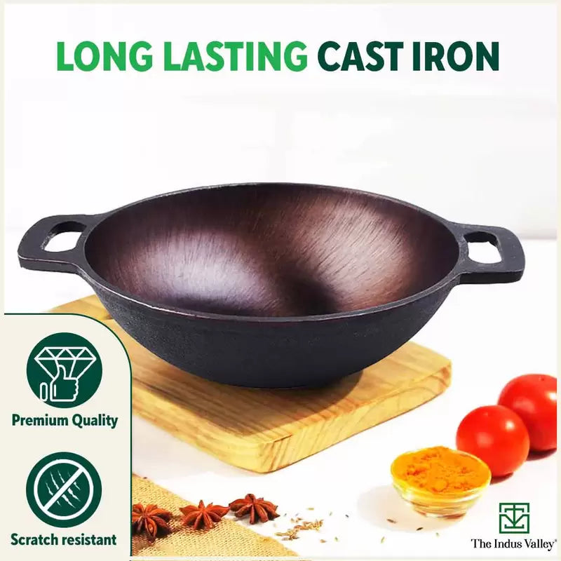 Super Smooth Cast Iron Set: Kadai+ Tawa+ Frypan, Kitchen set for Home, Nonstick, 100% Pure, Toxin-free, Free ₹400 Tadka Pan