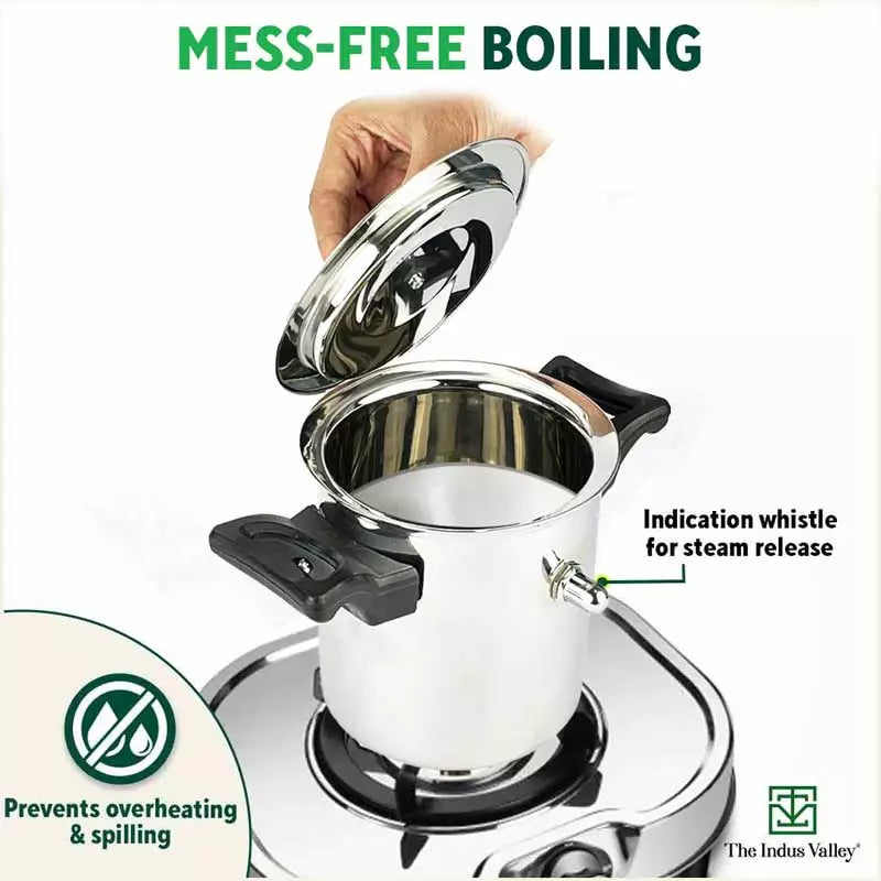 Stainless Steel Milk Cooker/ Boiler/ Pot with Handle+ Lid+ Knob+ Whistle, Premium Quality, 100% Toxin-free, Induction & Gas,  1 Litre