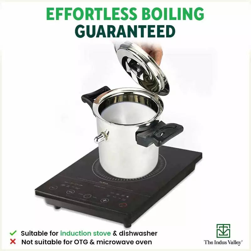 Stainless Steel Milk Cooker/ Boiler/ Pot with Handle+ Lid+ Knob+ Whistle, Premium Quality, 100% Toxin-free, Induction & Gas,  1 Litre