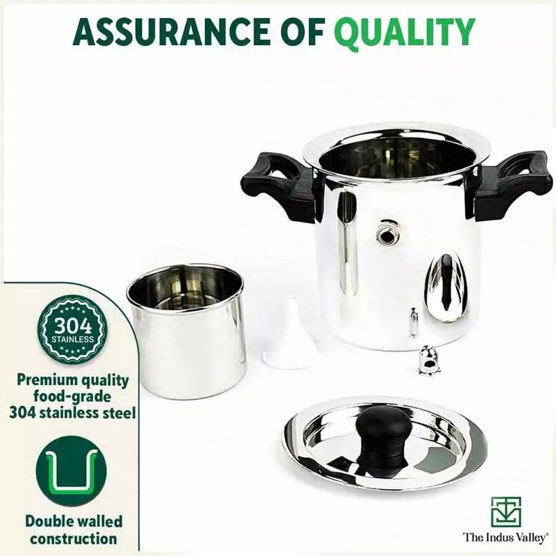 Stainless Steel Milk Cooker/ Boiler/ Pot with Handle+ Lid+ Knob+ Whistle, Premium Quality, 100% Toxin-free, Induction & Gas,  1 Litre