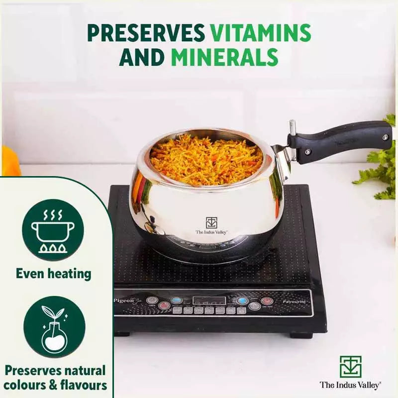 3L+5L QuicKooker Stainless Steel Pressure Cooker Combo+ Free ₹600 Wood Chopping Board, Premium Quality, Tri-ply (3 Layer) Heavy Bottom, 3Yr Warranty, ISI Certified, Induction & Gas