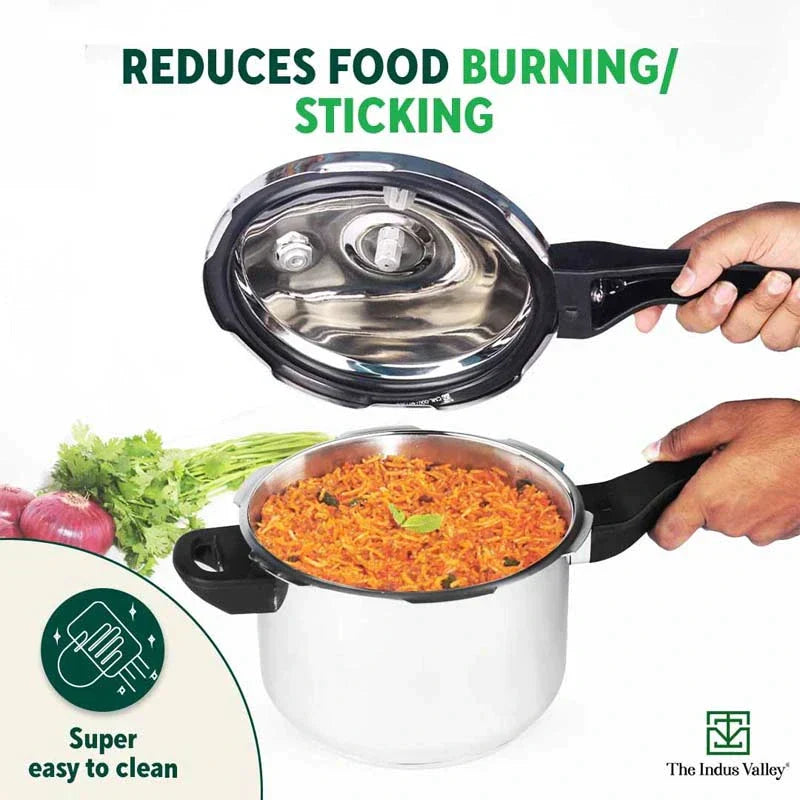 3L+ 4.5L QuicKooker Stainless Steel Pressure Cooker Combo+ Free ₹600 Wood Chopping Board, Premium Quality, Tri-ply (3 Layer) Heavy Bottom, 3Yr Warranty, ISI Certified, Induction & Gas