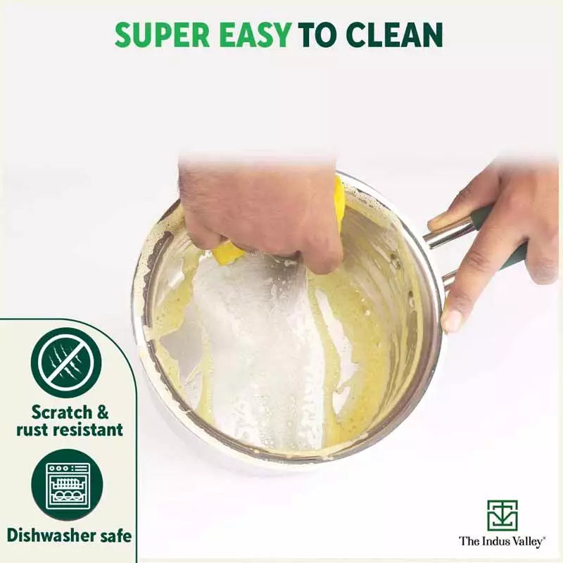 TurboCuk Tri-ply Stainless Steel Tea/Milk Pan/Saucepan+ Steel Lid, Premium Quality, 3 Layer Thick Body, 100% Toxin-free, Non-stick,  Induction & Gas, 1.4/2/3L