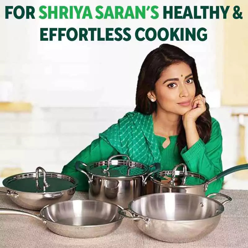 TurboCuk Tri-ply Stainless Steel Casserole/Biryani Cooking Pot+ Steel Lid, Premium 3 Layer Body, Cool Silicone Handles, Induction, Non-stick, 2.9L