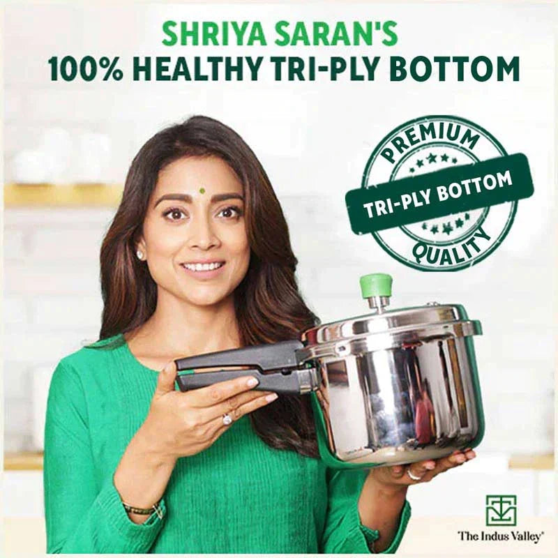 3L+ 4.5L QuicKooker Stainless Steel Pressure Cooker Combo+ Free ₹600 Wood Chopping Board, Premium Quality, Tri-ply (3 Layer) Heavy Bottom, 3Yr Warranty, ISI Certified, Induction & Gas