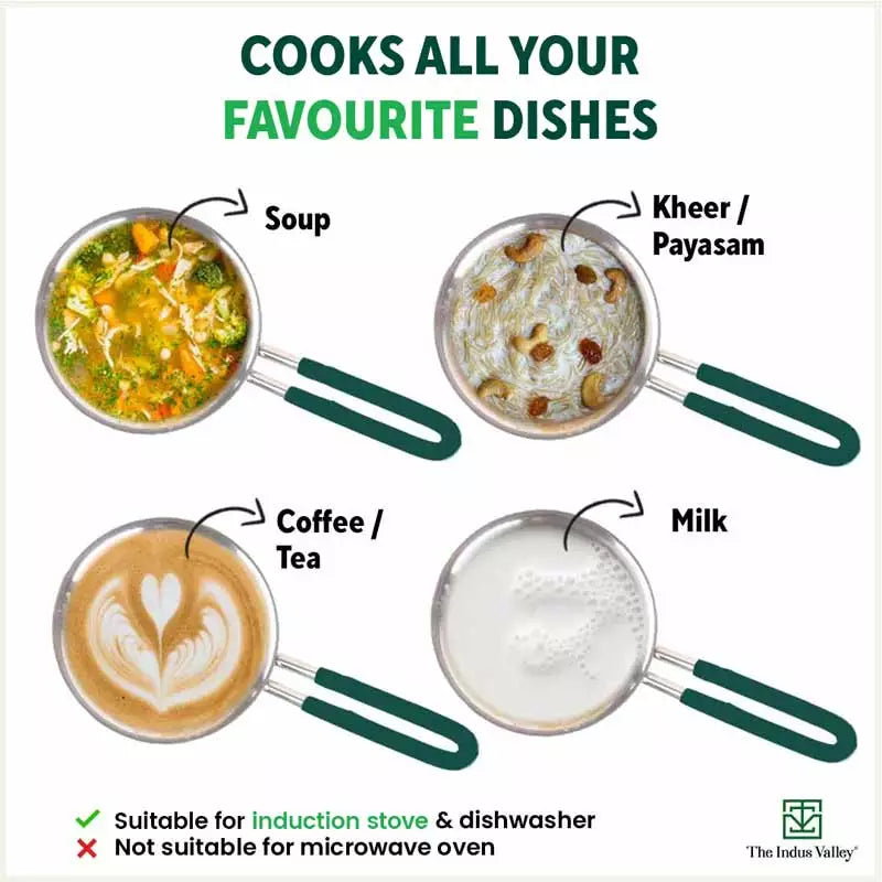 TurboCuk Tri-ply Stainless Steel Tea/Milk Pan/Saucepan+ Steel Lid, Premium Quality, 3 Layer Thick Body, 100% Toxin-free, Non-stick,  Induction & Gas, 1.4/2/3L