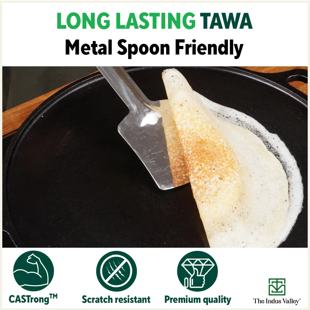 Super Smooth Cast Iron Tawa,Pre-seasoned, Nonstick, 100% Pure, Toxin-free, Induction, 28/30.5cm, 2.7/3.1kg