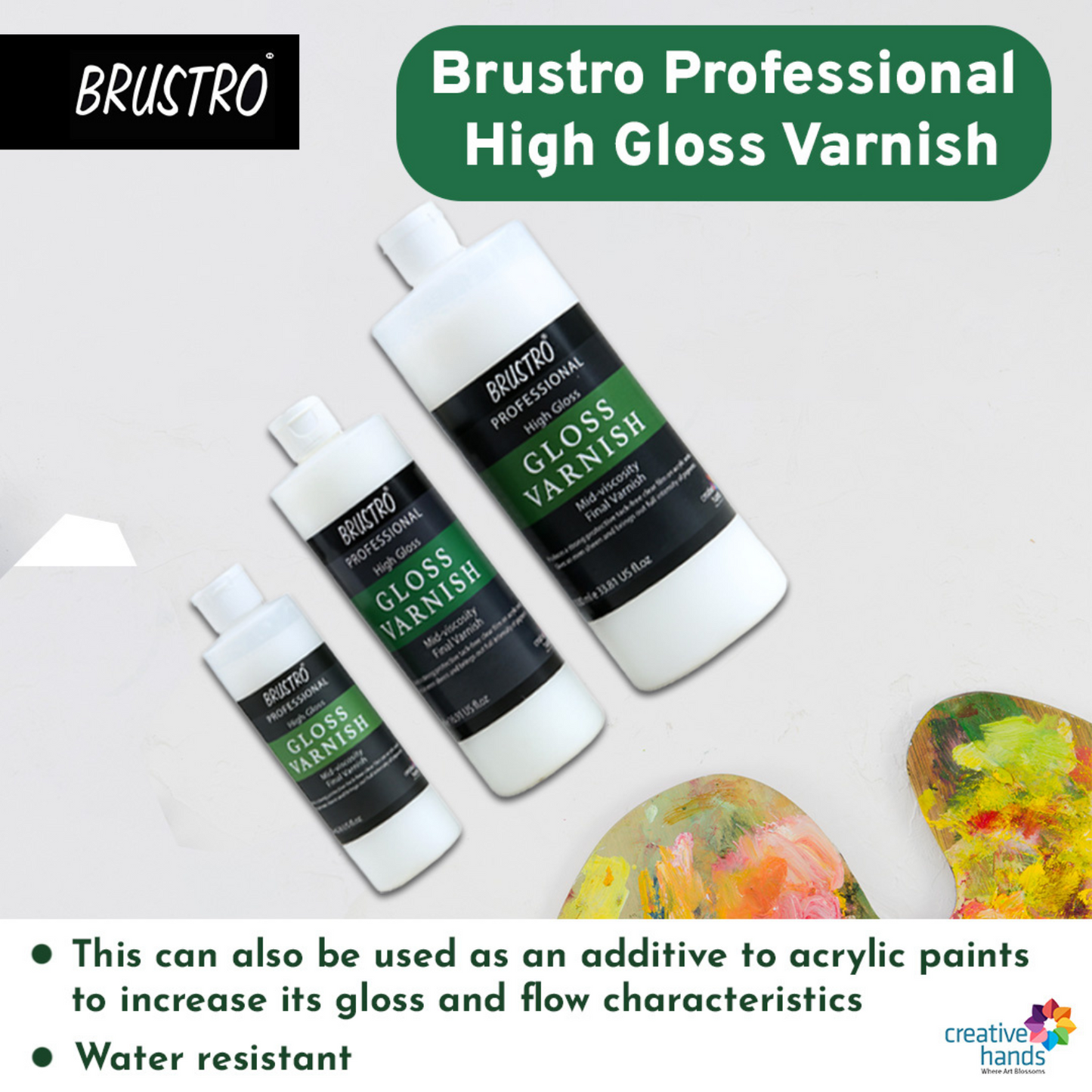 Brustro Artist's Varnish | High Gloss Finish |200ml| Apply with Brush |Perfect Coating on Acrylic Painting,Non-yellowing,Transparent,Canvas,Paper, Artwork Protection.